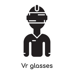 Vr glasses icon isolated on white background , black filled vector sign and symbols