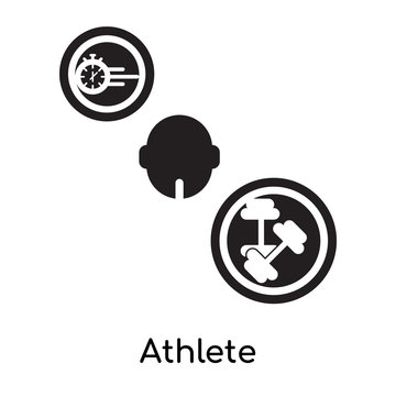 Athlete isolated on white background , black filled vector sign and symbols