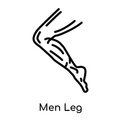 Men Leg icon isolated on white background , black outline sign, linear modern symbol