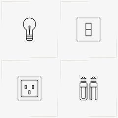 Electrocity line icon set with light switch , light bulb and economy bulb
