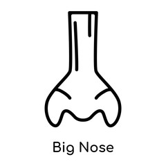 Big Nose icon isolated on white background , black outline sign, linear modern symbol