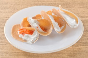 Thai Crispy Pancake with Coconut Cream and Salted Shredded Coconut