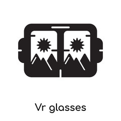 Vr glasses icon isolated on white background , black filled vector sign and symbols