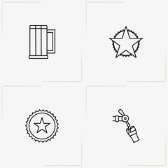 Beer line icon set with beer tap , star logo  and beer