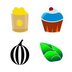 icons about Food with cherry, nature, cookies, potato chips and chips