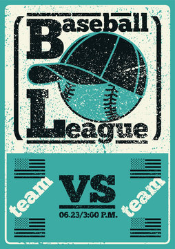 Baseball typographical vintage grunge style poster. Retro vector illustration.