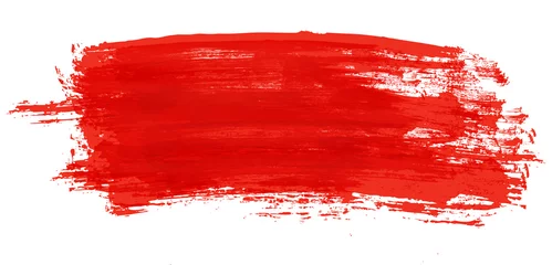 Foto op Aluminium Rode lijn van aquarel kwast geïsoleerd op wit © vaseninadaria