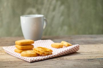 Fototapeta na wymiar Butter cookies on the Wooden Background