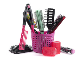 Comb brushes isolated on white