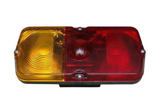 Isolated Truck Taillight. Rear Light Of A Truck Isolated On White Background