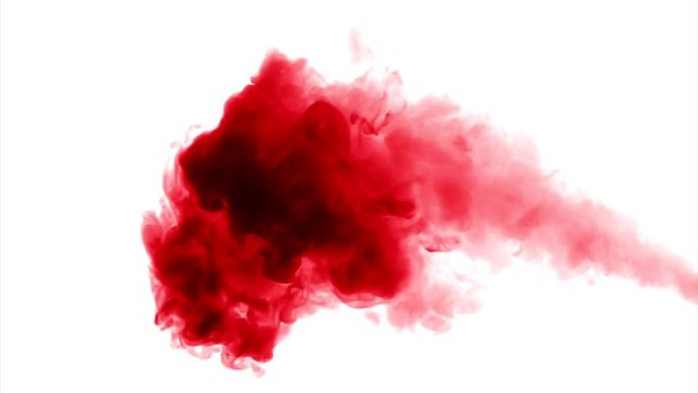 Red cloud smoke / ink on water on white background