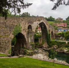 Fototapeta na wymiar Roman bridge in Cangas de Onis
