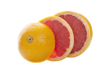 Grapefruits on white background