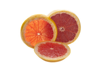 Grapefruits on white background