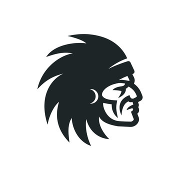 Indian Chief Head Icon. Native american logo.