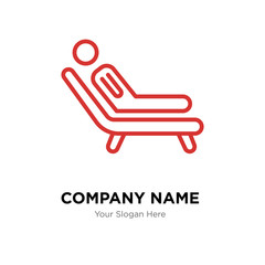 Man lying on a deck chair of a spa company logo design template, colorful vector icon for your business, brand sign and symbol