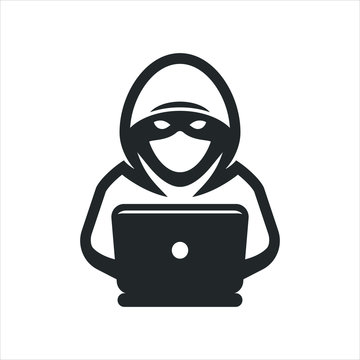 Computer hacker with laptop icon