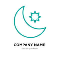Crescent Moon and Star company logo design template, colorful vector icon for your business, brand sign and symbol