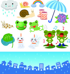 Rainy season illustration set