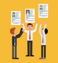 Fototapeta premium three business men with resume document recruitment vector illustration
