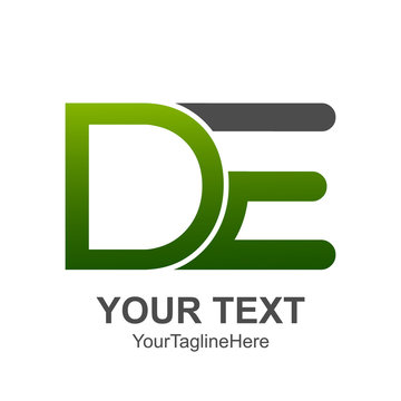 Initial letter DE logo design template element colored green for business and company identity