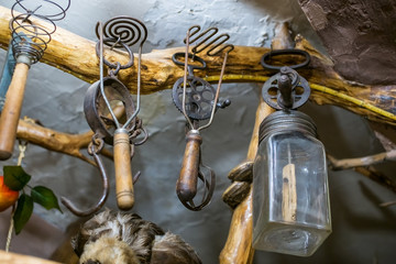 Old cooking utensils.