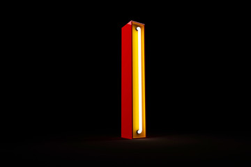 Neon light alphabet 3d rendering