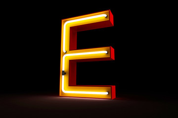 Neon light alphabet 3d rendering