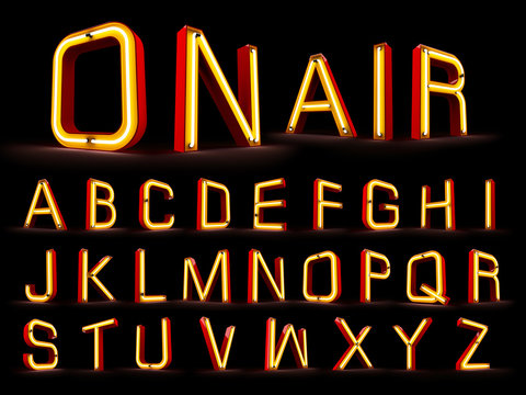Neon Light Alphabet 3d Rendering