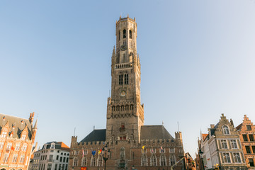 Obraz premium Provincial court in the old city center of Bruges. Traditional medieval architecture in the old town of Bruges (Brugge), Belgium. 