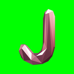 Capital latin letter J in low poly style isolated on green background