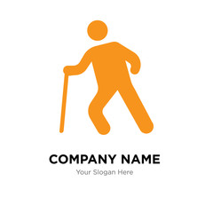 Old man walking company logo design template, colorful vector icon for your business, brand sign and symbol