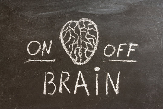 The brain is painted chalk on a blackboard.