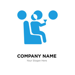 Man drinking on the plane company logo design template, colorful vector icon for your business, brand sign and symbol
