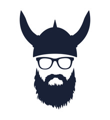 Bearded Viking with glasses and helmet