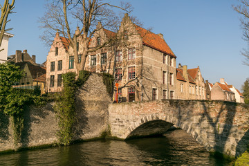 Traditional medieval architecture in the old town of Bruges (Brugge), Belgium