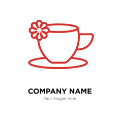 cup with a flower company logo design template, colorful vector icon for your business, brand sign and symbol