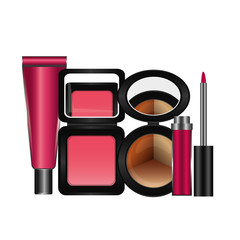 shelf with accessories female make up vector illustration design