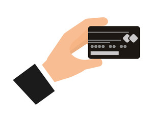 hand with credit card plastic money vector illustration design
