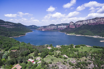 Fototapeta na wymiar Aerial view of the marsh of Sau in Spain.