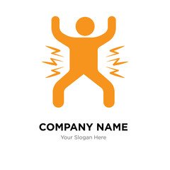 Man celebrating company logo design template, colorful vector icon for your business, brand sign and symbol