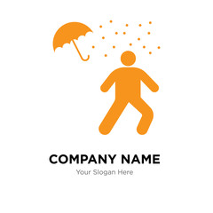 Man under rain loosing umbrella company logo design template, colorful vector icon for your business, brand sign and symbol