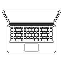 top view laptop digital keyboard technology vector illustration thin line