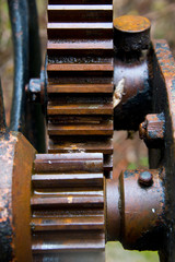 gears and cogwheels of old irrigation sluice system, ronda, andalusia, spain
