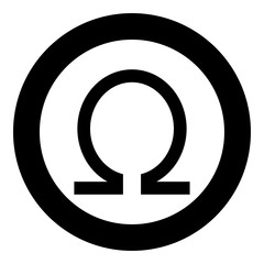 Symbol omega icon black color vector illustration simple image - obrazy, fototapety, plakaty