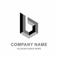 Monogram Letter B Geometric 3D Square Cube Architecture Construction Business Company Stock Vector Logo Design Template