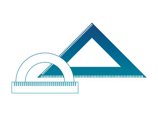 protractor and triangle ruler measuring geometry supplies vector illustration neon color