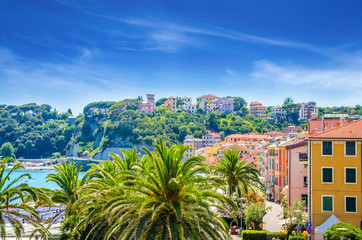 Fototapeta na wymiar Beautiful street and traditional buildings of Savona, Liguria, Italy