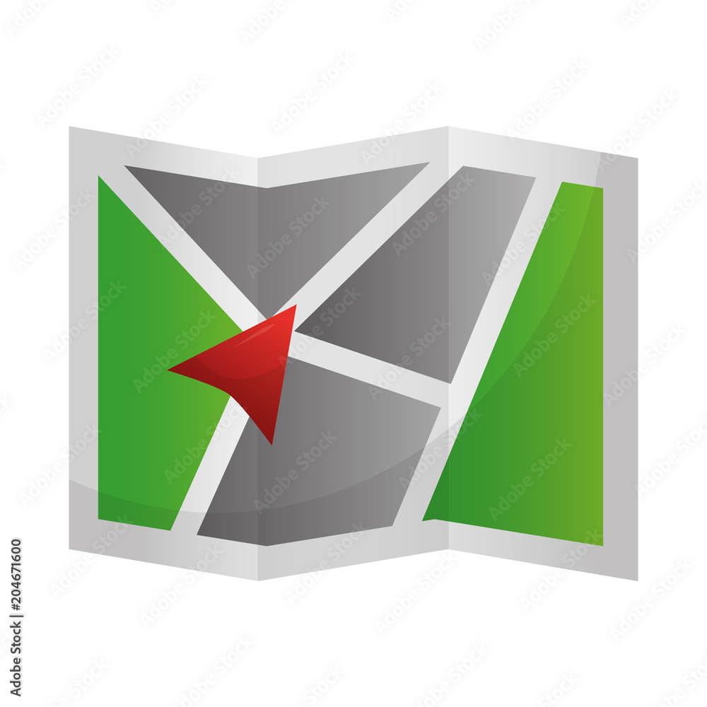 Poster gps navigation folded map arrow direction app vector illustration