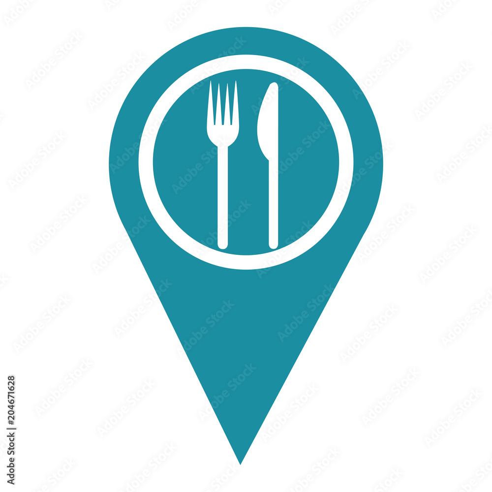 Poster gps navigation pointer map restaurant symbol vector illustration